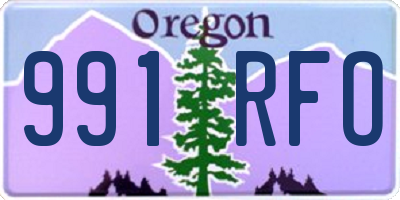 OR license plate 991RFO
