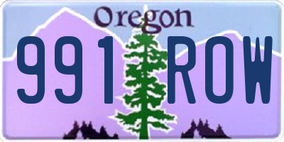 OR license plate 991ROW