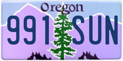 OR license plate 991SUN