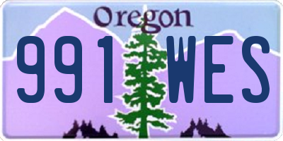 OR license plate 991WES