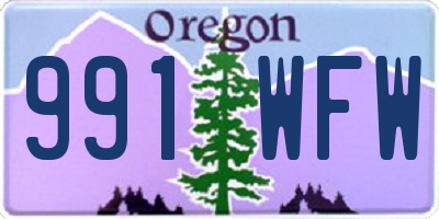 OR license plate 991WFW