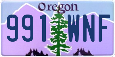 OR license plate 991WNF