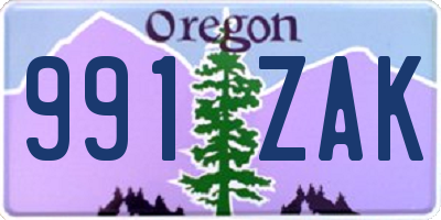 OR license plate 991ZAK