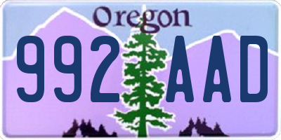 OR license plate 992AAD