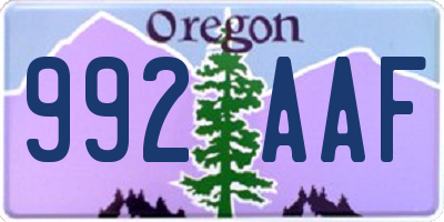 OR license plate 992AAF