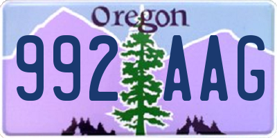 OR license plate 992AAG