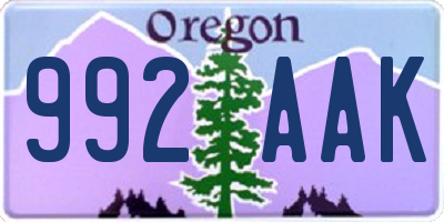 OR license plate 992AAK