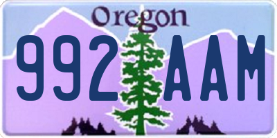 OR license plate 992AAM