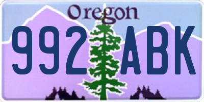 OR license plate 992ABK