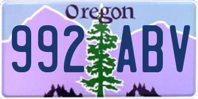 OR license plate 992ABV