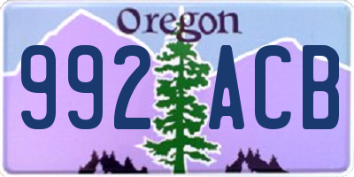 OR license plate 992ACB