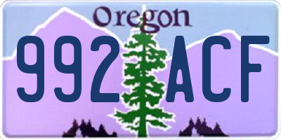 OR license plate 992ACF