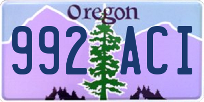 OR license plate 992ACI