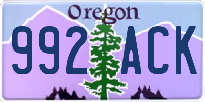 OR license plate 992ACK