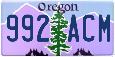 OR license plate 992ACM
