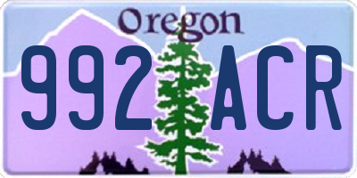 OR license plate 992ACR