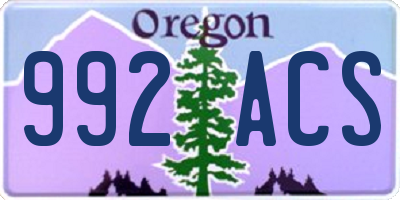OR license plate 992ACS