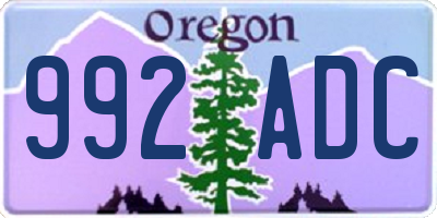 OR license plate 992ADC