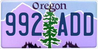 OR license plate 992ADD