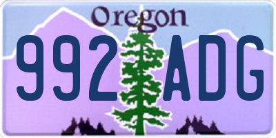 OR license plate 992ADG