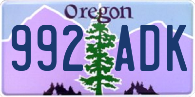 OR license plate 992ADK