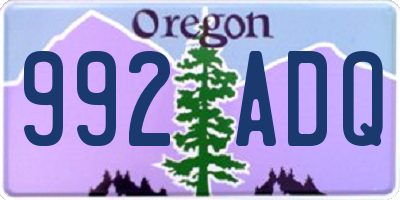 OR license plate 992ADQ
