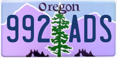 OR license plate 992ADS