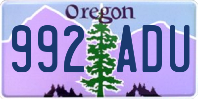 OR license plate 992ADU