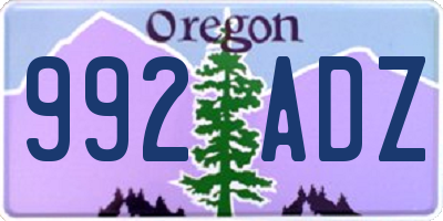 OR license plate 992ADZ