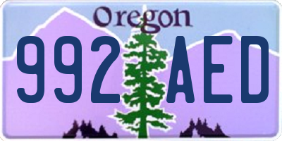 OR license plate 992AED