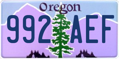 OR license plate 992AEF