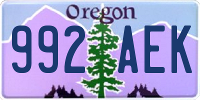 OR license plate 992AEK