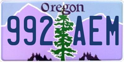 OR license plate 992AEM