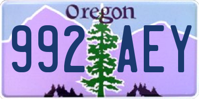 OR license plate 992AEY