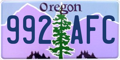 OR license plate 992AFC