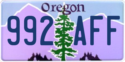 OR license plate 992AFF