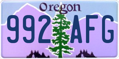 OR license plate 992AFG