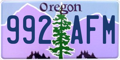 OR license plate 992AFM