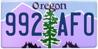 OR license plate 992AFO