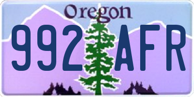 OR license plate 992AFR