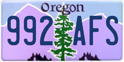 OR license plate 992AFS