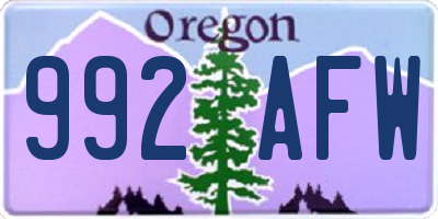 OR license plate 992AFW