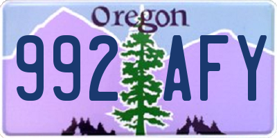 OR license plate 992AFY