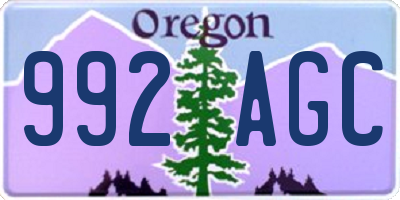 OR license plate 992AGC