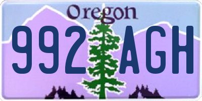 OR license plate 992AGH
