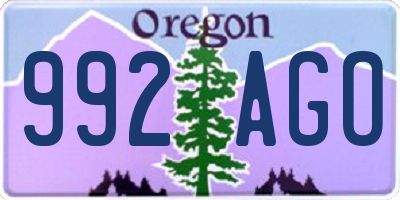 OR license plate 992AGO