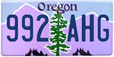 OR license plate 992AHG