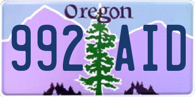 OR license plate 992AID