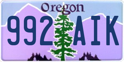 OR license plate 992AIK