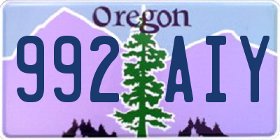 OR license plate 992AIY